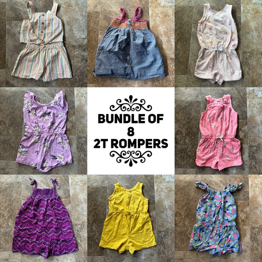 ☀️ Bundle of 8 rompers size 2T - Cat and Jack H&M ☀️